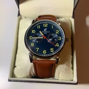 Caribbean Joe Brown Leather Band Watch